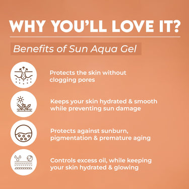 Jovees Herbal Sun Aqua Gel SPF 50 PA+++ | Lightweight, Water-Like Texture | 1% Hyaluronic Acid | Non-Greasy, No White Cast | Perfect for Oily & Combination Skin 30g